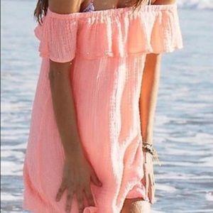 Peach Aerie Beachy Off the Shoulder Dress